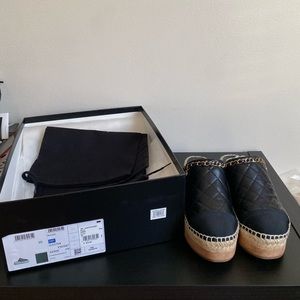 EUC Chanel Quilted Leather Cap Toe CC Chain Mules Clogs Size 35